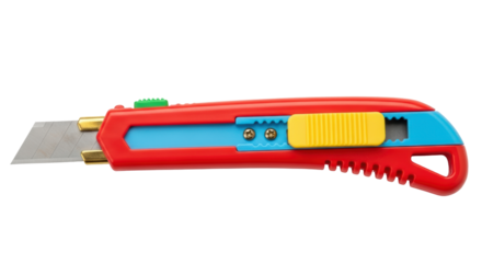 Isolated box cutter knife with adjustable blade, utility tool for construction, office work