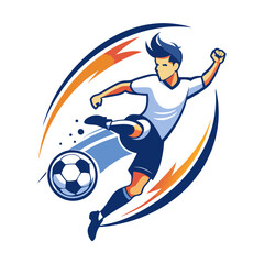 Dynamic soccer player illustration, action shot with ball and speed © Wahidur