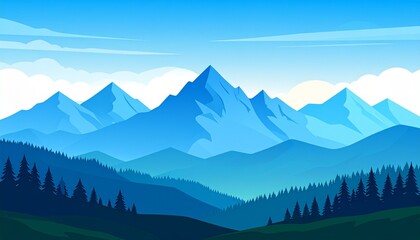 Mountain landscape vector illustration. Silhouette of simple mountain range with 