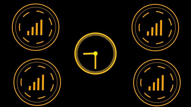 Futuristic HUD Interface Animation with Signal and Power Icons