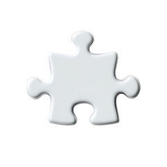 Fototapeta premium A single white jigsaw puzzle piece stands out against a stark transparent background symbolizing connection and problem - solving