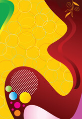 Dynamic Abstract Artwork with Vibrant Overlapping Shapes in Yellow and Red  