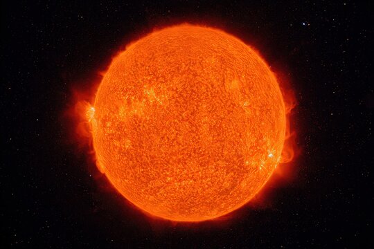 Fiery Solar Disk Against Starry Background