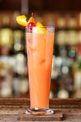 Pink cocktail on the bar