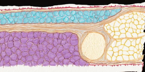 Human skin layers cross section anatomical illustration