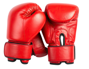 Pair of bright red boxing gloves
