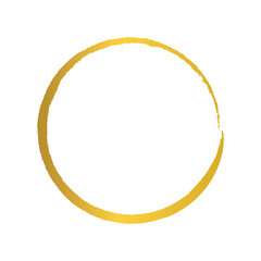 Gold Brush Stroke Circle Frame, Vector illustration.