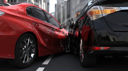 Fototapeta premium Two cars with damage from a traffic accident.