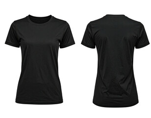 Black women's t-shirt, front and back views