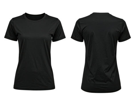 Black women's t-shirt, front and back views
