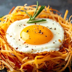 Fried egg nestled in cheesy nest