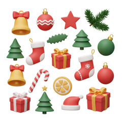 Christmas decorations collection 3 d illustration