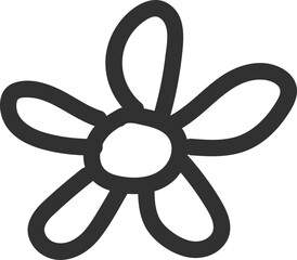 Hand Drawn Simple Flower Icon Isolated on White