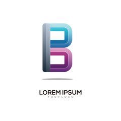 B letter logo initials colorful gradient abstract