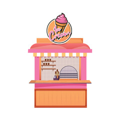 cartoon pink ice cream kiosk