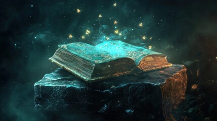 Magical teal book stone