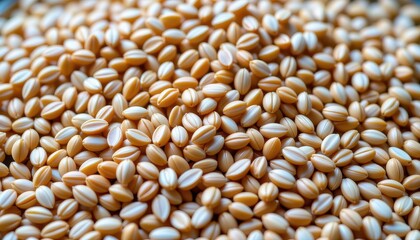Close-Up View of Raw Grain with White Stripes in a Natural Food Setting