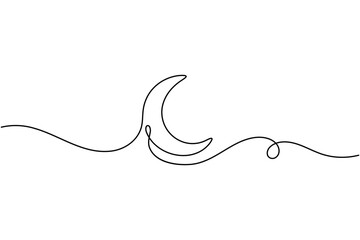 Crescent moon continuous one line drawing minimalist elegant outline vector illustration