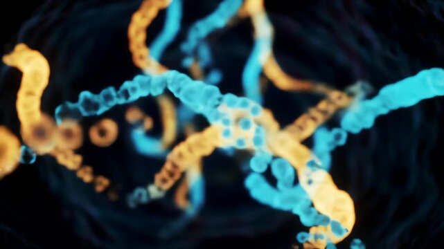 Amylase breaking down starch, glowing chains of sugar unraveling like radiant threads under enzymatic sparks