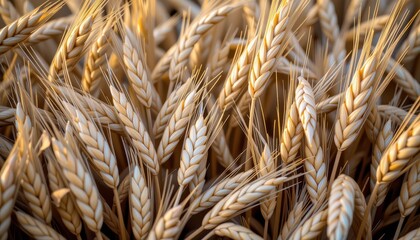 Close-Up of Golden Wheat Stalks Capturing the Beauty of Agricultural Harvesting