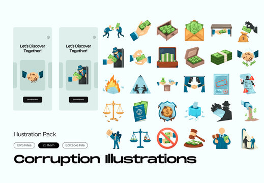Corruption Illustration Set : Power, Greed, and Deceit