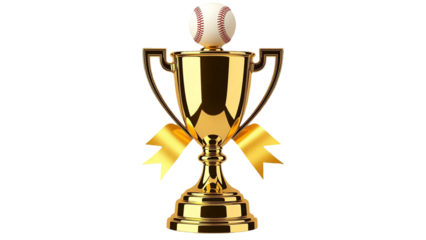 Golden Baseball Championship Trophy – Premium Sports Award Isolated on Transparent Background