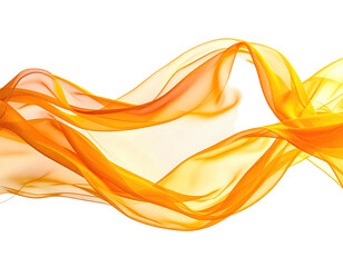 Orange sheer fabric, flowing elegantly against white
