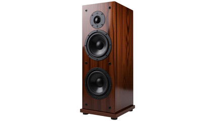 Fototapeta premium Premium Wood Grain Tower Speaker – High-Quality Audio Equipment Isolated on Transparent Background