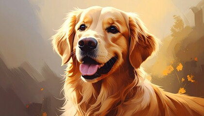 Golden Retriever portrait, sunlit