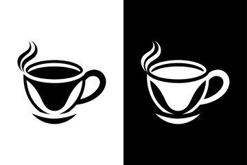 Obraz premium Coffee Cup Silhouette Icon on Black and White Background.