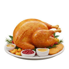 Roasted turkey with gravy and sides festive thanksgiving dish