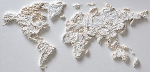 World map made of clay.