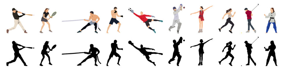 people doing different sports activity with silhouette