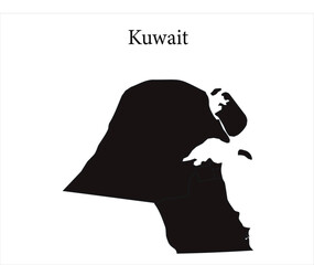 Kuwait Black and White Map Silhouette