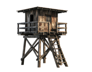 Wooden watchtower on a raised platform