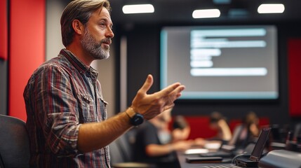 Experienced professional leading a technology workshop