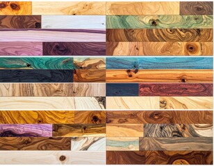 Multicolored wood planks in a grid pattern