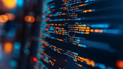 Futuristic Digital Display of Software Development Code