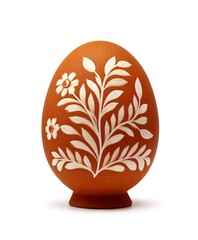 Artistic Easter Egg: An exquisitely decorated Easter egg showcases intricate floral and leaf patterns in a stunning display of artistic craftsmanship.