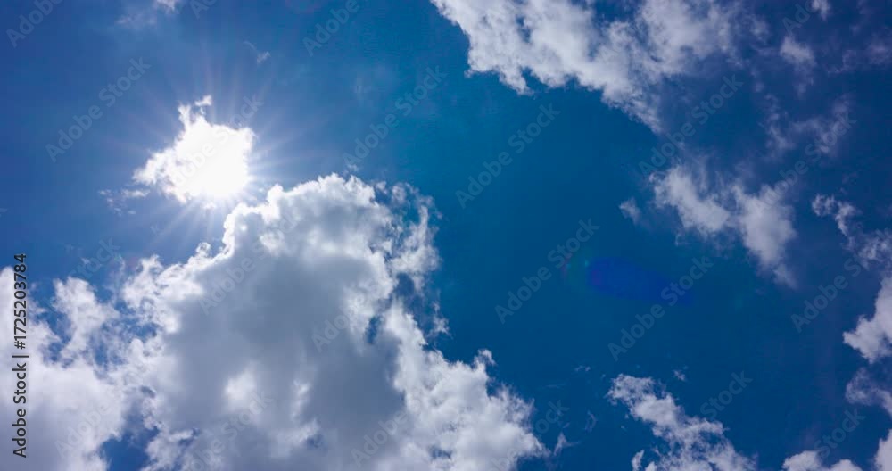 Wall mural timelapse scene blue sky with clouds. hight quality video dci4k prores 422
