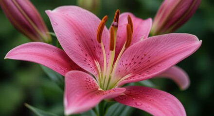 Fototapeta premium Pink lily blossom close up