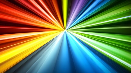 A vibrant, radiating design features a dynamic burst of color, showcasing a spectrum of hues that converge at a central point, creating a striking visual effect.