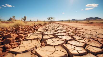Arid landscape of cracked earth desert