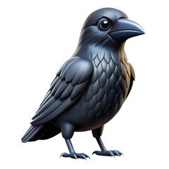 Fototapeta premium A sleek black raven standing tall isolated on transparent background