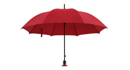 Isolated red umbrella to keep dry in the rain when it is wet weather outside today