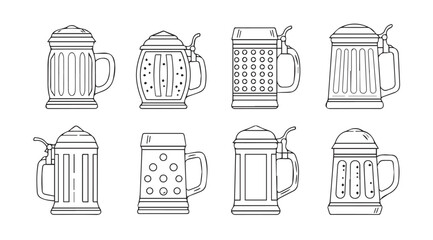 Vector art of set of beer mugs