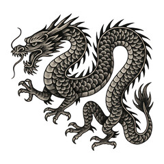 Fototapeta premium PNG Intricate black dragon illustration