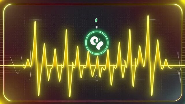 Audio waveform visualizer with glowing neon effect and logo animation for music and podcast promotion