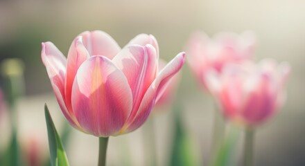 Obraz premium Pink tulips in soft focus