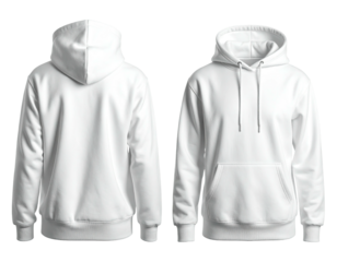 Blank white hoodie, front and back views (11)